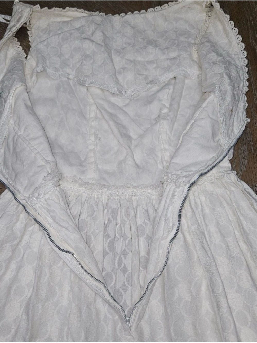 Vintage 1960s Maggi Maid of Lucerne swiss white Jacquard Fit & Flare Dress XXS - Picture 4 of 16